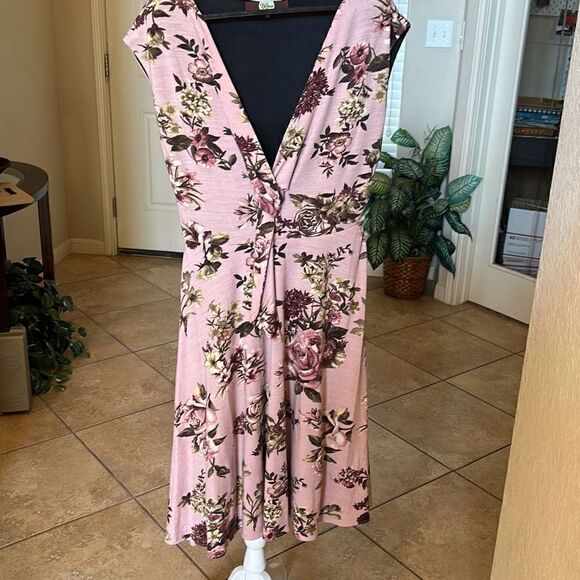 Eva Franco Anthropologie Womens Size 8 Pink Floral Dress Sleeveless V Neck NWT - Picture 1 of 6